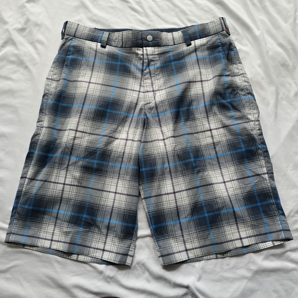 Nike Golf Dri Fit Plaid Performance Shorts Blue Gray Men’s 34